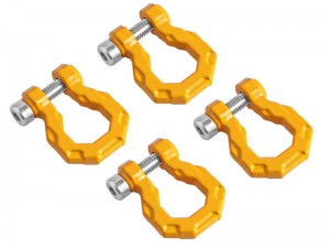 METAL TRAILER TOW SHACKLE HOOK PULLING D-RINGS 2 PAIRS FOR 1/8 1/10 TRAXXAS TRX-4 AXIAL SCX-10 CRAWL ... - RS-CA22/YE