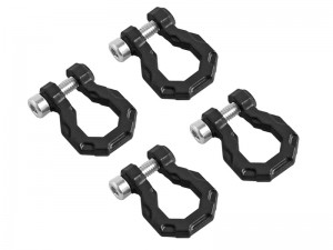 METAL TRAILER TOW SHACKLE HOOK PULLING D-RINGS 2 PAIRS FOR 1/8 1/10 TRAXXAS TRX-4 AXIAL SCX-10 CRAWLER - BLACK - RS-CA22/BK