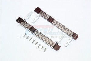 ALUMINUM SIDE STEPS RETICULATED PATTERN 1/10 TRX4 DEFENDER TRAIL CRAWLER - Silver/Brown - TRX4014X-S-BR