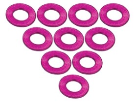 3RACING 3RAC-WF305 Aluminium M3 Flat Washer 0.5mm (10 Pcs) For 1/10 RC D3 D4 CAR - Pink - 3RAC-WF305/PK