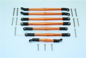 ALUMINIUM ADJUSTABLE UPPER & LOWER SUSPENSION LINKS 1/10 TRX4 DEFENDER TRAIL CRAWLER - Orange - TRX4160-OR-BEBK