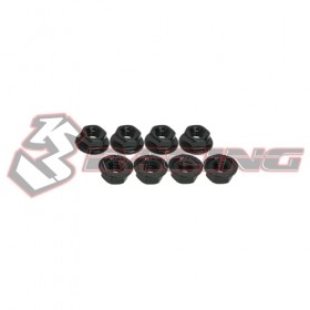 3RACING 3RAC-NS40 4mm Aluminum Locknut Serrated (8pcs) - Black - 3RAC-NS40/BL