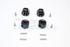 GPM GT010/12X9MM ALUMINUM HEX ADAPTERS 9MM THICK 1/10 4WD FORD GT4-TEC 2.0 - Black - GT010/12X9MM-BK