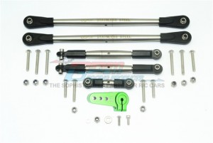 STAINLESS STEEL ADJUSTABLE TIE RODS W. ALUMINUM SERVO HORN 1/6 4WD SUPER BAJA REY 4X4 - SSB160A-G