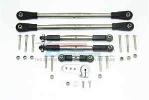 STAINLESS STEEL ADJUSTABLE TIE RODS W. ALUMINUM SERVO HORN 1/6 4WD SUPER BAJA REY 4X4 - Gun silver - SSB160A-GS