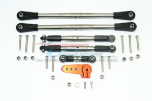 STAINLESS STEEL ADJUSTABLE TIE RODS W. ALUMINUM SERVO HORN 1/6 4WD SUPER BAJA REY 4X4 - Orange - SSB160A-OR