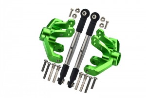 GPM BR16221 ALUMINUM FRONT KNUCKLE ARM STAINLESS STEEL ADJUSTABLE TIE RODS LOSI 1/10 BAJA REY DESERT TRUCK LOS03008 - green - BR16221-G