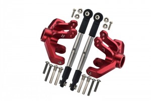 GPM BR16221 ALUMINUM FRONT KNUCKLE ARM STAINLESS STEEL ADJUSTABLE TIE RODS LOSI 1/10 BAJA REY DESERT TRUCK LOS03008 - red - BR16221-R