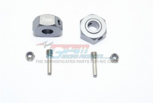 GPM MAG010/7MM ALUMINUM HEX ADAPTERS 7MM ARRMA 1/10 GRANITE 4X4 MEGA MOSTER TRUCK - GUN SILVER - MAG010/7MM-GS