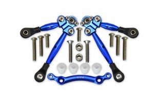 GPM GT049F ALUMINUM FRONT TIE RODS WITH STABILIZER FOR C HUB TRAXXAS 1/10 4WD FORD GT4-TEC 2.0 / 4-TEC 3.0 93054-4 - BLUE - GT049F-B