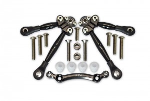 GPM GT049F ALUMINUM FRONT TIE RODS WITH STABILIZER FOR C HUB TRAXXAS 1/10 4WD FORD GT4-TEC 2.0 / 4-TEC 3.0 93054-4 - BLACK - GT049F-BK