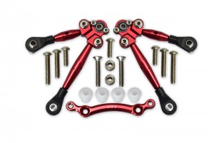 GPM GT049F ALUMINUM FRONT TIE RODS WITH STABILIZER FOR C HUB TRAXXAS 1/10 4WD FORD GT4-TEC 2.0 / 4-TEC 3.0 93054-4 - RED - GT049F-R