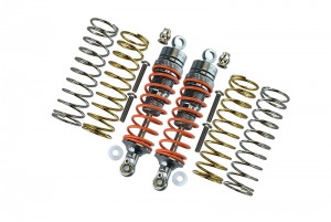GPM RUS4087F ALUMINUM FRONT ADJUSTABLE SHOCKS 87MM TRAXXAS-1/10 RUSTLER 4X4 VXL-67076-4 - GUN SIVLER - RUS4087F-GS-OR