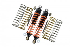 GPM RUS4102R ALUMINUM REAR ADJUSTABLE SHOCKS 102MM TRAXXAS 1/10 RUSTLER 4X4 VXL 67076 - RUS4102R-BK-OR