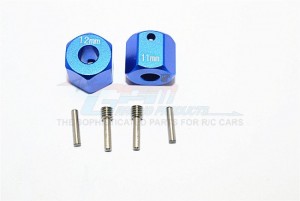 GPM ALUMINIUM WHEEL HEX ADAPTERS 12MM X 11MM 1/10 AXIAL SCX10 II - BLUE - SCX2010/1211-B