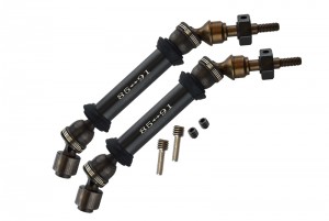 STEEL ALUMINIUM FRONT CVD DRIVE SHAFT WITH 12MMX6MM WHEEL HEX TRAXXAS SLASH 4X4 & LOW-CG 68086-2 - Black - SSLA1280FH-BK