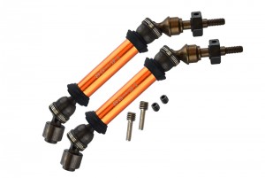 STEEL ALUMINIUM FRONT CVD DRIVE SHAFT WITH 12MMX6MM WHEEL HEX TRAXXAS SLASH 4X4 & LOW-CG 68086-2 - Orange - SSLA1280FH-OR