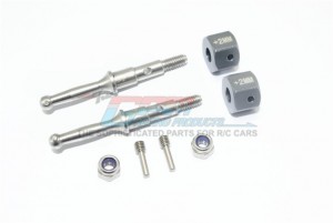 GPM STAINLESS STEEL REAR WHEEL SHAFT W. ALUMINUM HEX ADAPTER (+2MM) TAMIYA 1/8 T3-01 DANCING RIDER-57405 - T3023SR/+2MM-GS