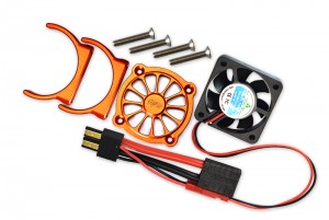 GPM ER2018FAN ALUMINUM MOTOR HEATSINK WITH COOLING FAN TRAXXAS 1/10 E-REVO VXL 86086-4 - ORANGE - ER2018FAN-OR