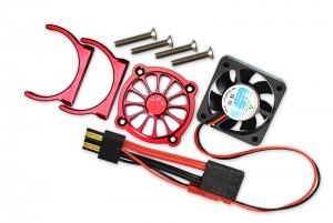 GPM ER2018FAN ALUMINUM MOTOR HEATSINK WITH COOLING FAN TRAXXAS 1/10 E-REVO VXL 86086-4 - RED - ER2018FAN-R