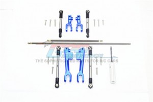GPM SUDR312FRS SPRING STEEL FRONT+REAR SWAY BAR & ALUMINUM SWAY BAR ARM & STAINLESS STEEL LINKAGE 1/10 RUSTLER 4X4 VXL 67076-4 - BLUE - SUDR312FRS-B
