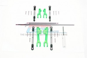 GPM SUDR312FRS SPRING STEEL FRONT+REAR SWAY BAR & ALUMINUM SWAY BAR ARM & STAINLESS STEEL LINKAGE 1/10 RUSTLER 4X4 VXL 67076-4 - GREEN - SUDR312FRS-G