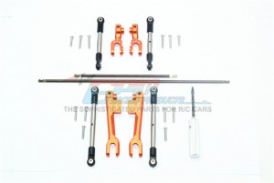 GPM SUDR312FRS SPRING STEEL FRONT+REAR SWAY BAR & ALUMINUM SWAY BAR ARM & STAINLESS STEEL LINKAGE 1/10 RUSTLER 4X4 VXL 67076-4 - SUDR312FRS-OR
