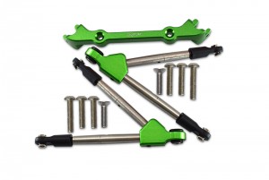 GPM RUS4049F ALUMINUM FRONT TIE RODS WITH STABILIZER FOR C HUB TRAXXAS 1/10 RUSTLER 4X4 VXL 67076-4 - GREEN - RUS4049F-G