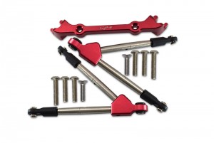 GPM RUS4049F ALUMINUM FRONT TIE RODS WITH STABILIZER FOR C HUB TRAXXAS 1/10 RUSTLER 4X4 VXL 67076-4 - RED - RUS4049F-R