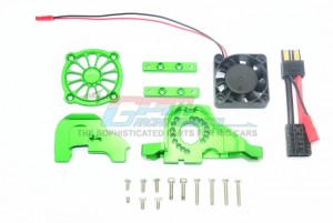 GPM TRX4038GCAB ALUMINUM MOTOR MOUNT W/ UPPER SPUR GEAR CASE COVER W. COOLING FAN TRAXXAS TRX-4 - GREEN - TRX4038GCAB-G
