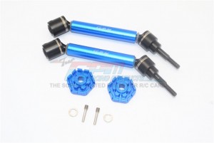 GPM TXMS123HEX HARDEN STEEL ALUMINUM FRONT/REAR ADJUSTABLE CVD DRIVE SHAFT+HEX ADAPTER TRAXXAS MAXX - BLUE - TXMS123HEX-B