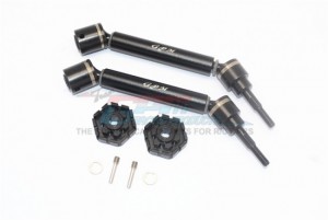 GPM TXMS123HEX HARDEN STEEL ALUMINUM FRONT/REAR ADJUSTABLE CVD DRIVE SHAFT+HEX ADAPTER TRAXXAS MAXX - BLACK - TXMS123HEX-BK