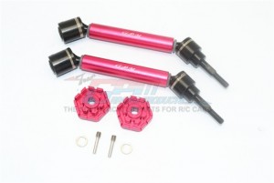 GPM TXMS123HEX HARDEN STEEL ALUMINUM FRONT/REAR ADJUSTABLE CVD DRIVE SHAFT+HEX ADAPTER TRAXXAS MAXX - RED - TXMS123HEX-R