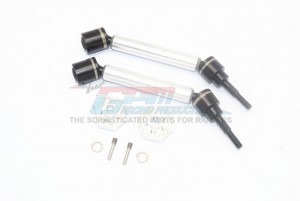 GPM TXMS123HEX HARDEN STEEL ALUMINUM FRONT/REAR ADJUSTABLE CVD DRIVE SHAFT+HEX ADAPTER TRAXXAS MAXX - SILVER - TXMS123HEX-S