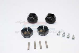 GPM GT010/12X7MM ALUMINUM HEX ADAPTERS 7MM THICK TRAXXAS 1/10 4WD FORD GT4-TEC 2.0 / 4-TEC 3.0 93054-4 - Black - GT010/12X7MM-BK